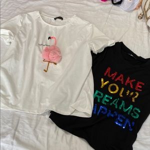 2 playeritas  nuevas flamingo y letras $9